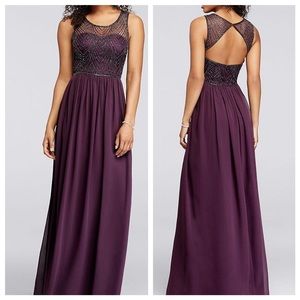 Plum prom sweetheart gown with beaded bodice